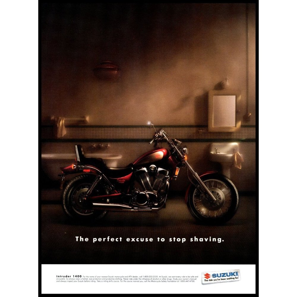 1993 Suzuki Intruder 1400 Cruiser Motorcycle Vintage Print Ad Wall Art Photo